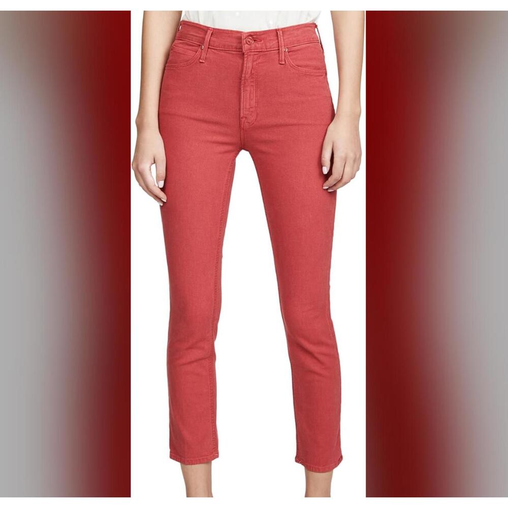 MOTHER berry pink dazzler ankle straight leg jeans sz 25